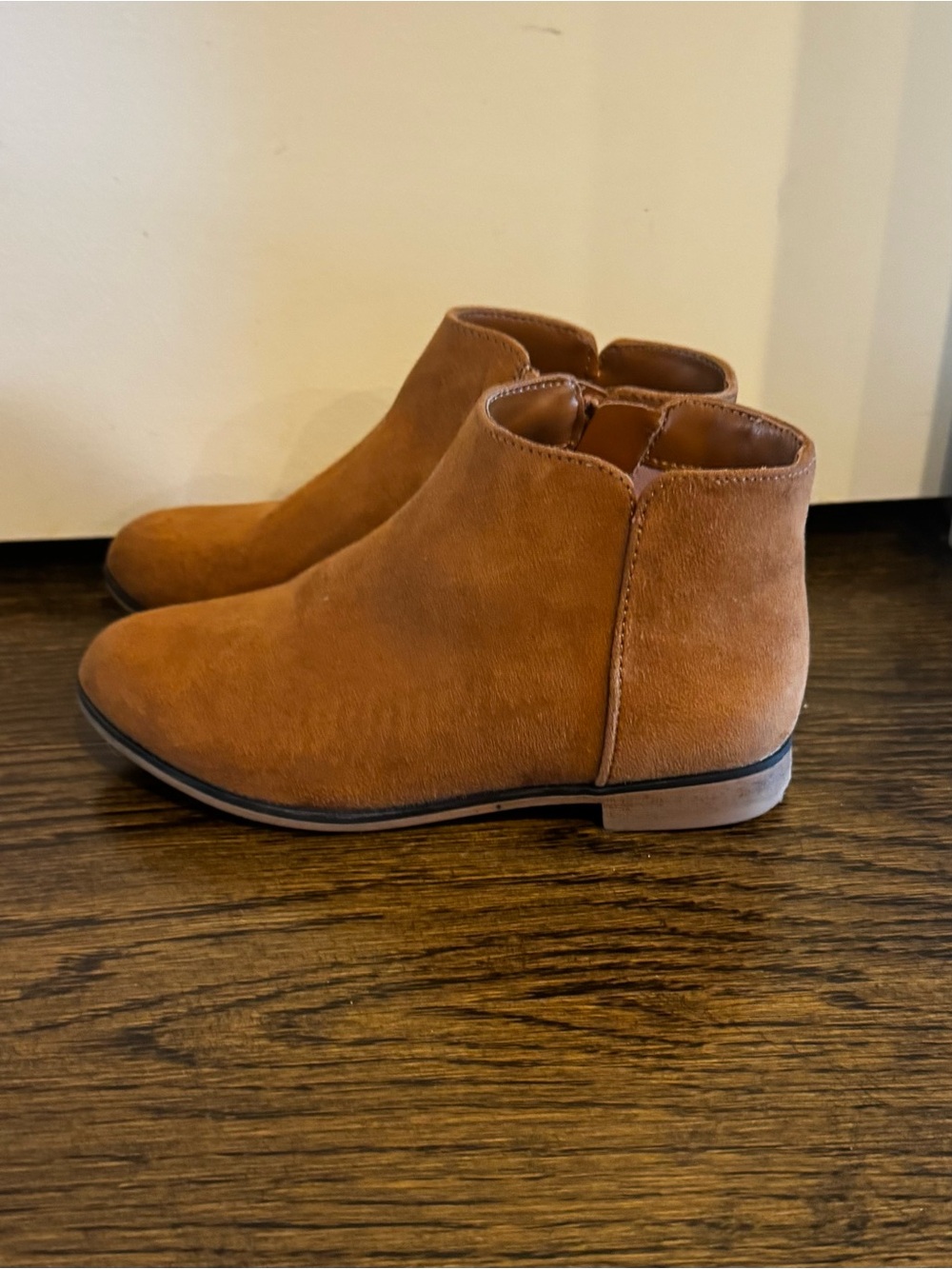 Kids Tan Suede Ankle Boots